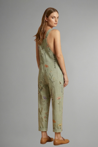 Women's Wide Leg Jumpsuit - Adjustable Strap Square Neck