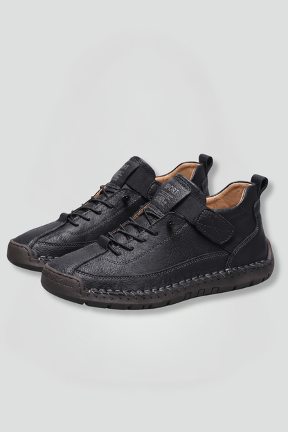 Women's Leather Slip-On Trainers - Elastic Panel EVA Sneaker