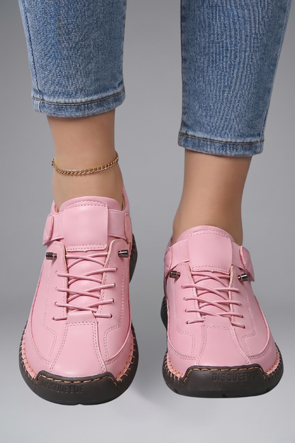 Women's Leather Slip-On Trainers - Elastic Panel EVA Sneaker