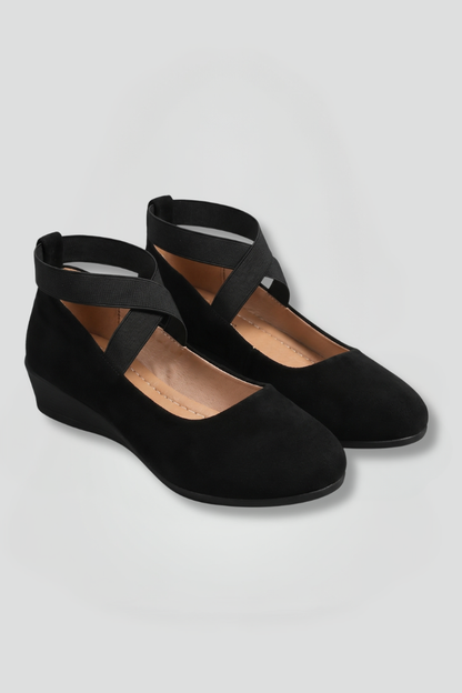 Women's Orthopaedic Slip-On Flats - Low Wedge Elastic Strap