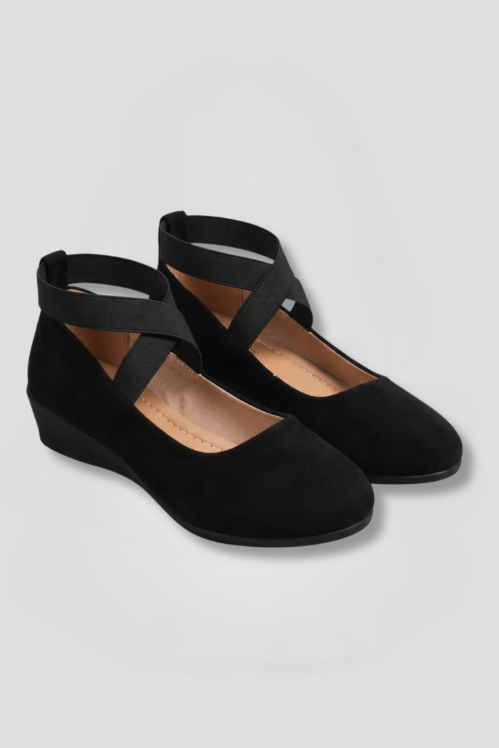 Women's Orthopaedic Slip-On Flats - Low Wedge Elastic Strap