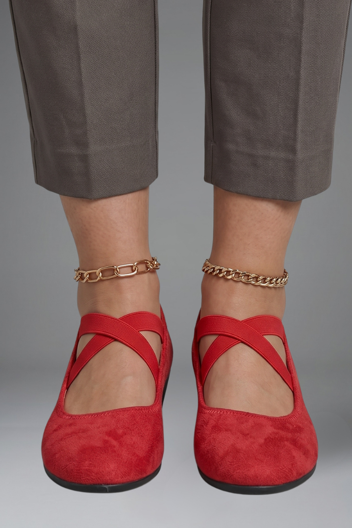 Women's Orthopaedic Slip-On Flats - Low Wedge Elastic Strap