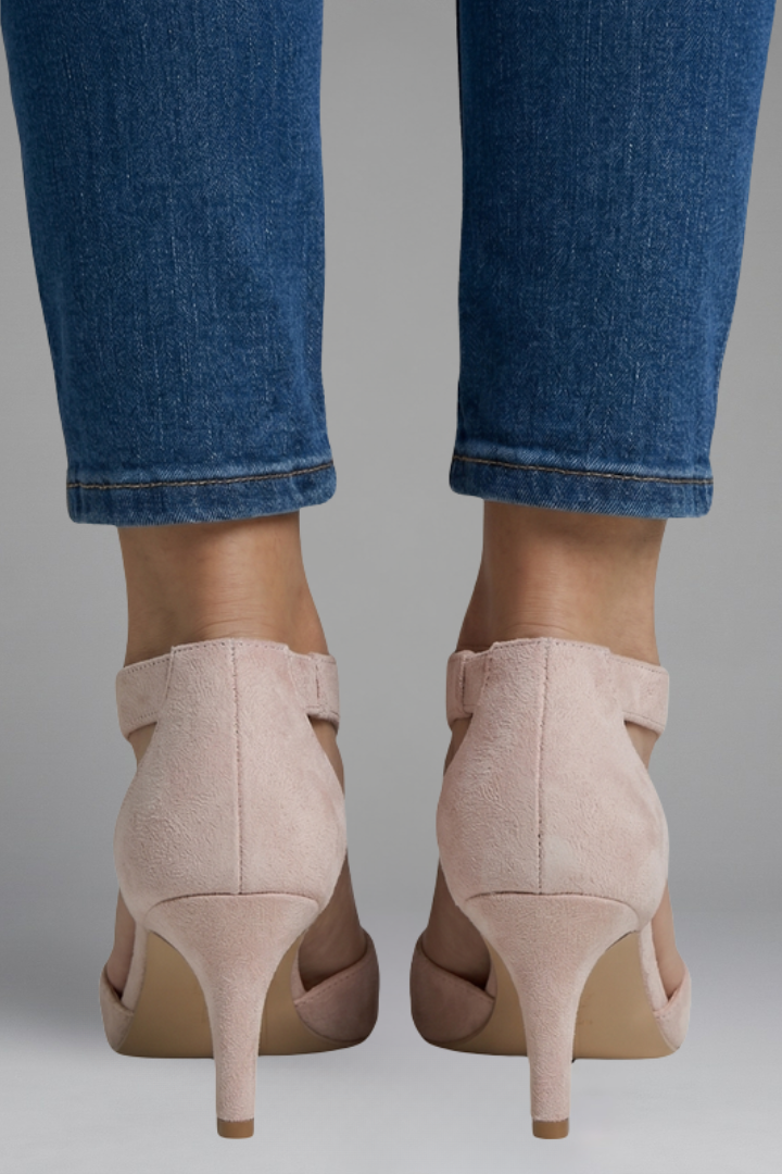 Women's Peep Toe Mid Heels - Orthopaedic Cutout Slip-Ons