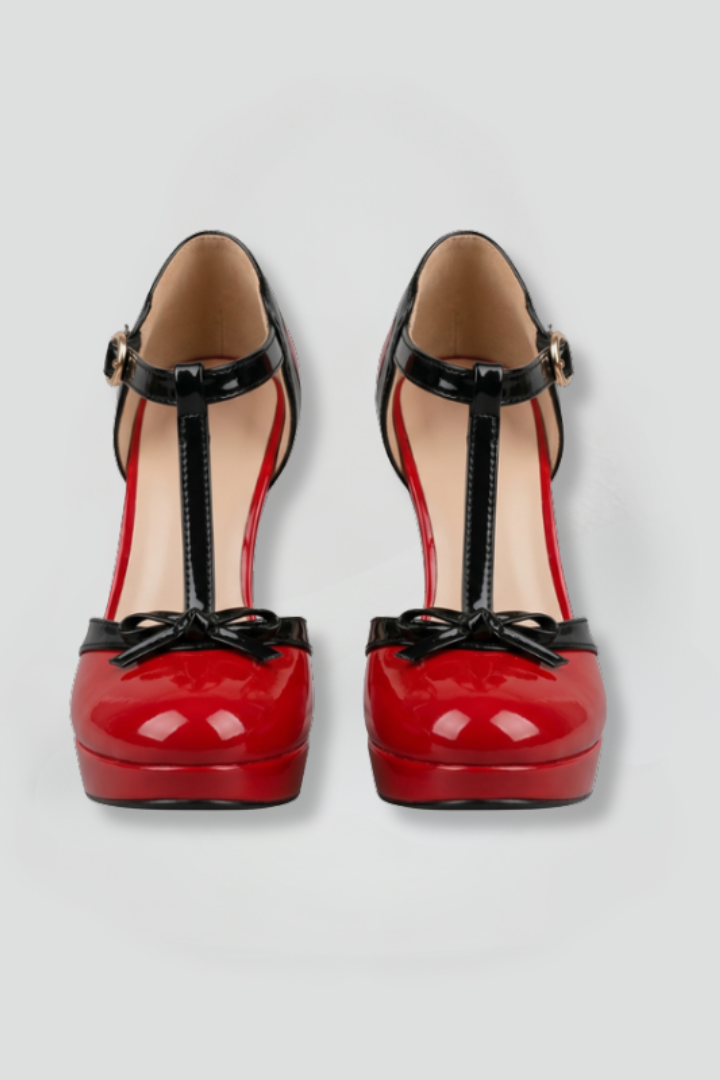 Women's Orthopaedic T-Strap Heels - Platform Formal Pumps