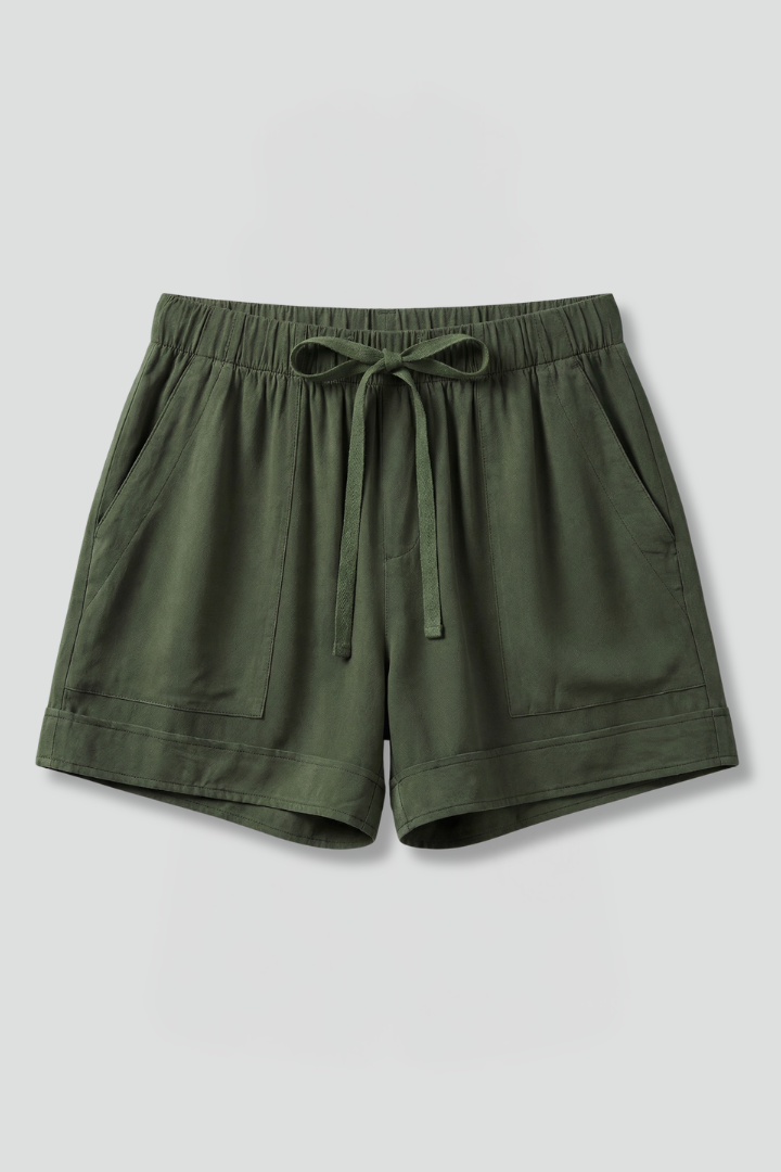 Women's Drawstring Shorts - Relaxed Fit Elastic Waist Pocket