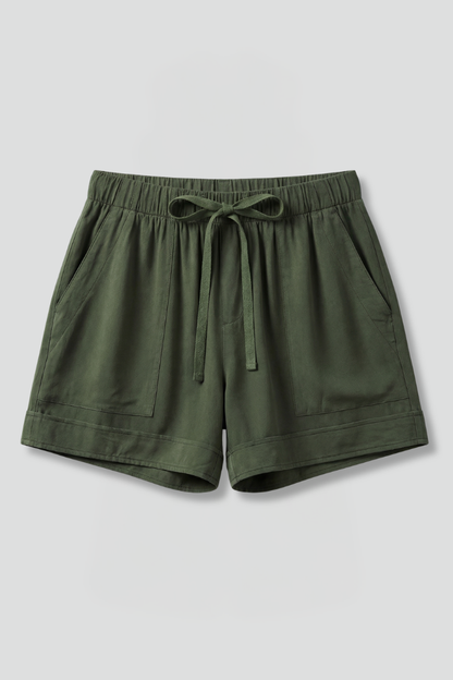 Women's Drawstring Shorts - Relaxed Fit Elastic Waist Pocket