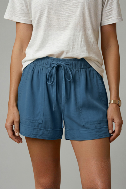 Women's Drawstring Shorts - Relaxed Fit Elastic Waist Pocket