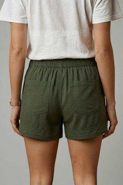 Women's Drawstring Shorts - Relaxed Fit Elastic Waist Pocket
