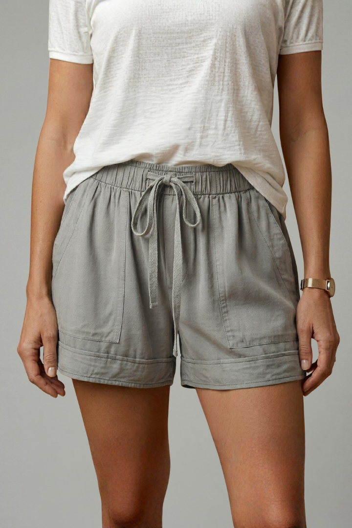 Women's Drawstring Shorts - Relaxed Fit Elastic Waist Pocket