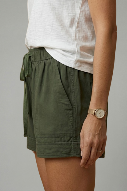 Women's Drawstring Shorts - Relaxed Fit Elastic Waist Pocket