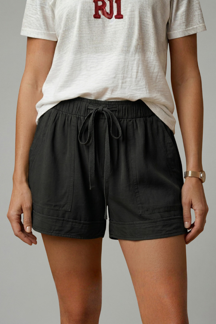 Women's Drawstring Shorts - Relaxed Fit Elastic Waist Pocket