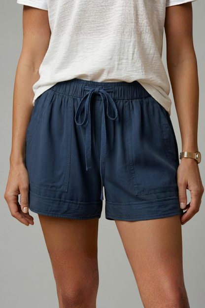 Women's Drawstring Shorts - Relaxed Fit Elastic Waist Pocket