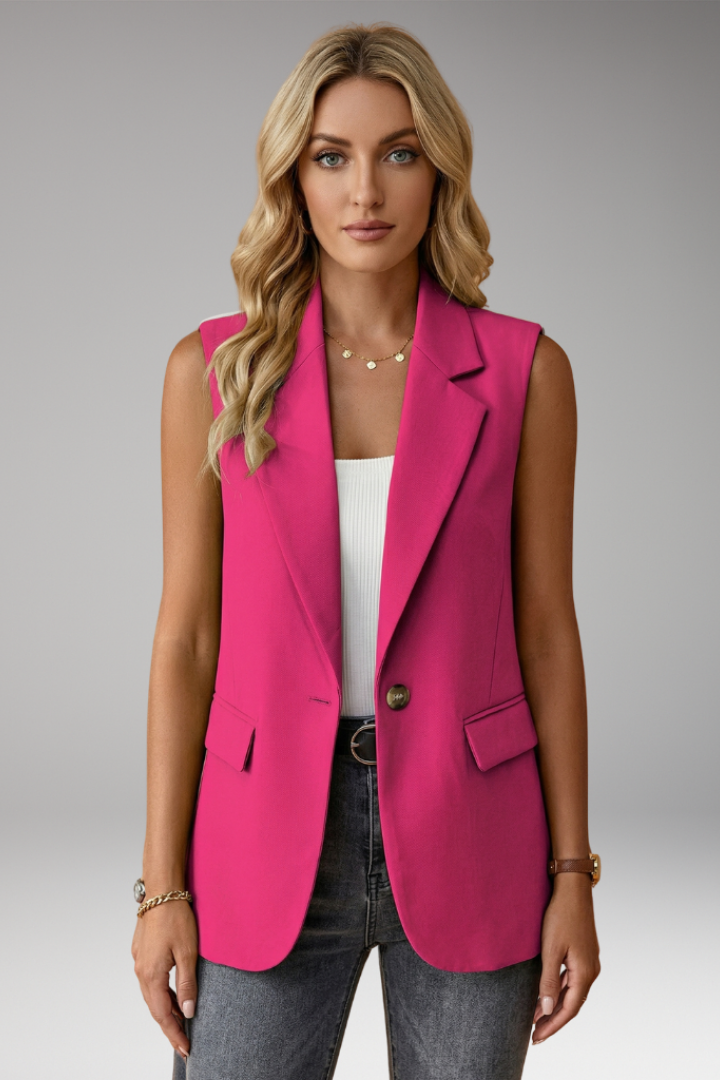 Women's Sleeveless Blazer Vest - Notch Collar Waistcoat