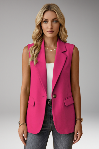 Women's Sleeveless Blazer Vest - Notch Collar Waistcoat