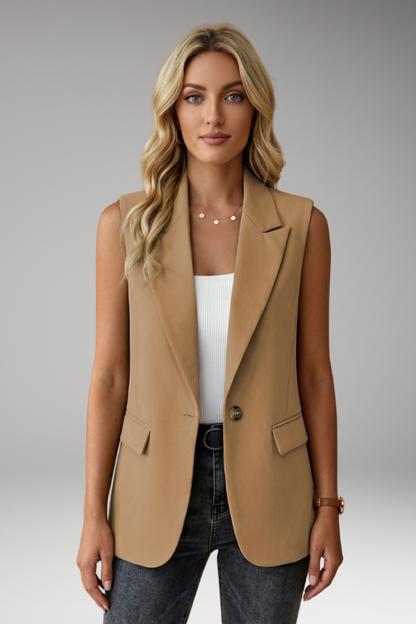 Women's Sleeveless Blazer Vest - Notch Collar Waistcoat