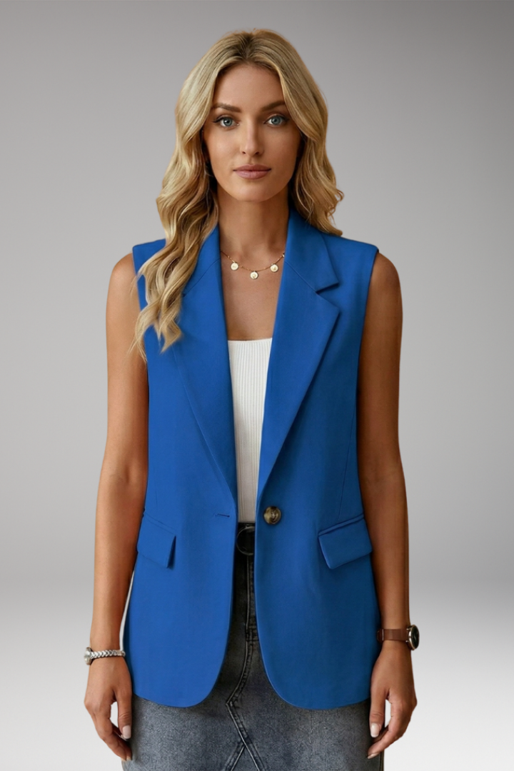 Women's Sleeveless Blazer Vest - Notch Collar Waistcoat