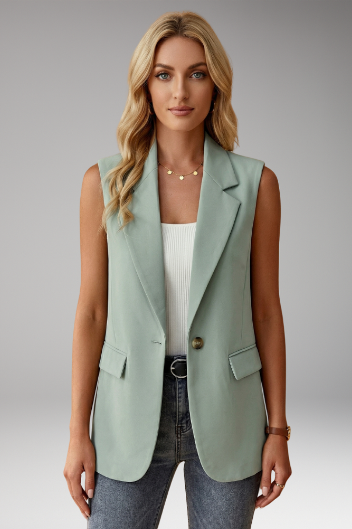 Women's Sleeveless Blazer Vest - Notch Collar Waistcoat