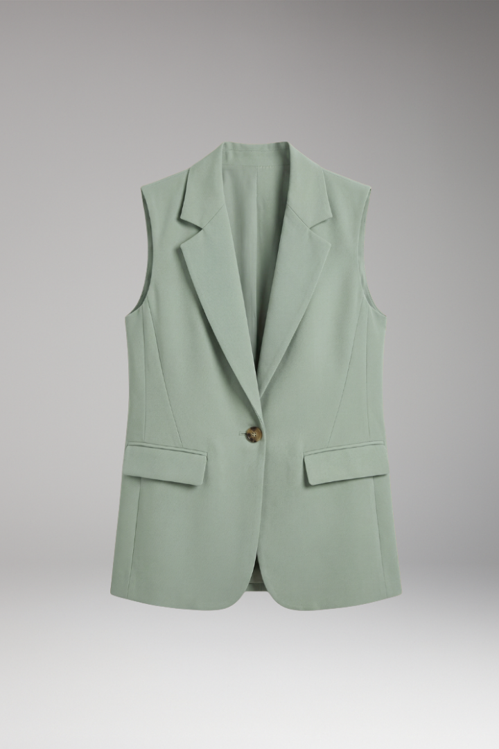 Women's Sleeveless Blazer Vest - Notch Collar Waistcoat