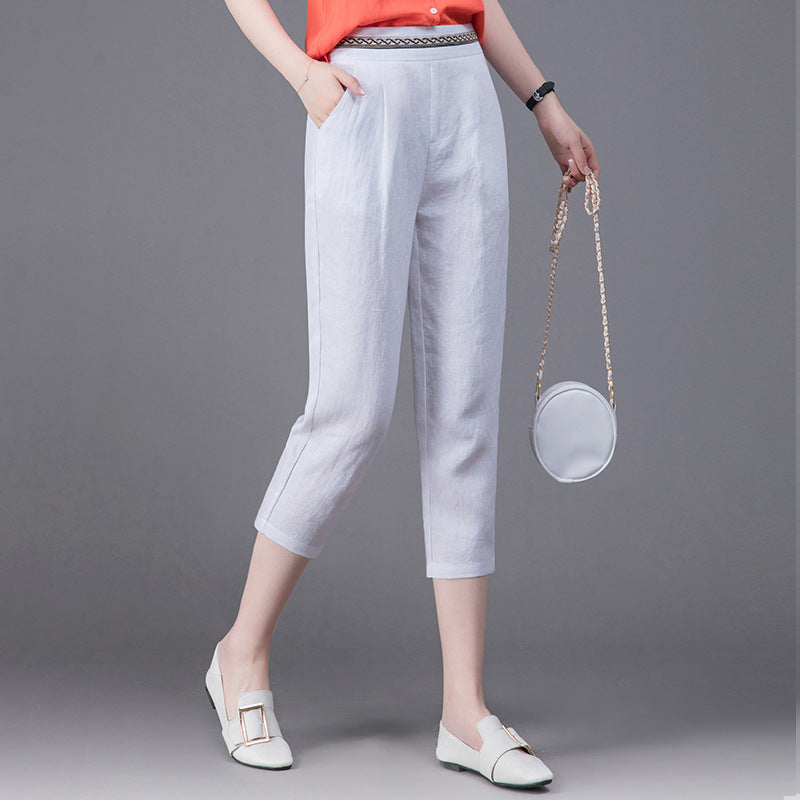 Women's Linen Harem Pants - Relaxed Fit Comfortable Trousers