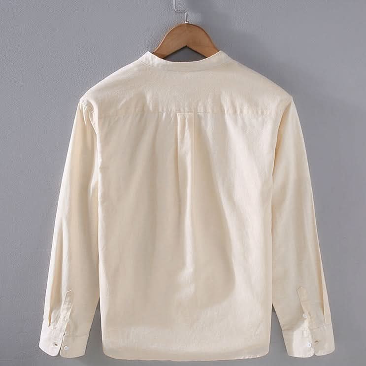 Men's Structured Linen Shirt - Long Sleeve Smart Casual Top