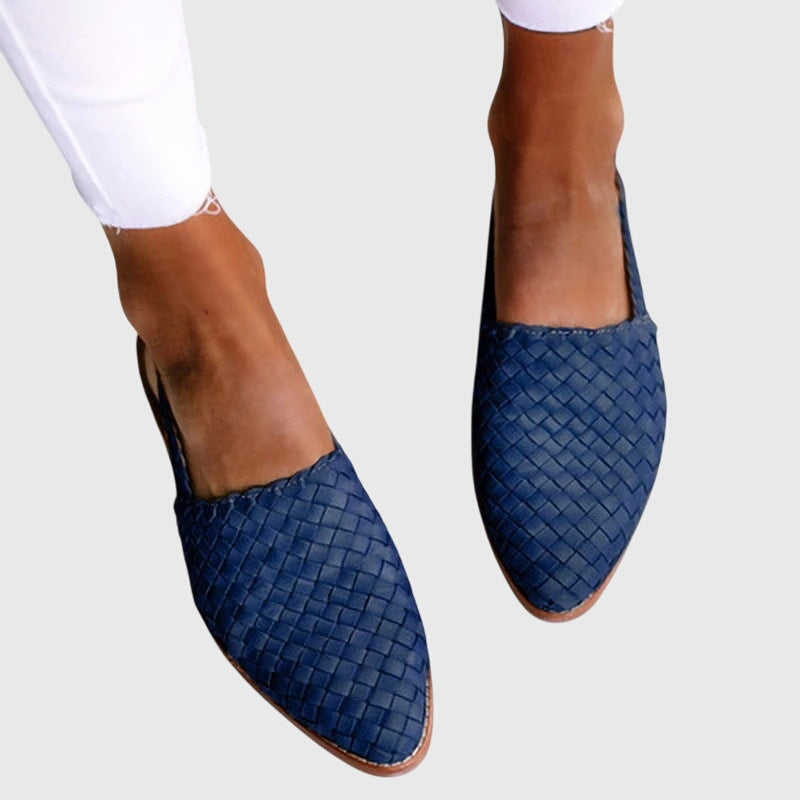 Women's Woven Slingback Flats - Pointed Toe Summer Shoes