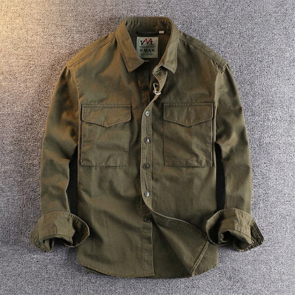 Men's Cargo Utility Shirt - Classic Cotton Pocket Shirt
