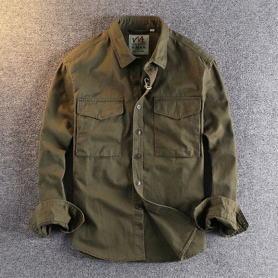 Men's Cargo Utility Shirt - Classic Cotton Pocket Shirt
