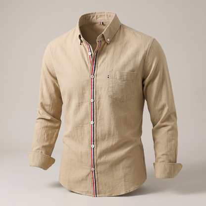 Men's Breathable Linen Shirt - Lightweight Long Sleeve Shirt