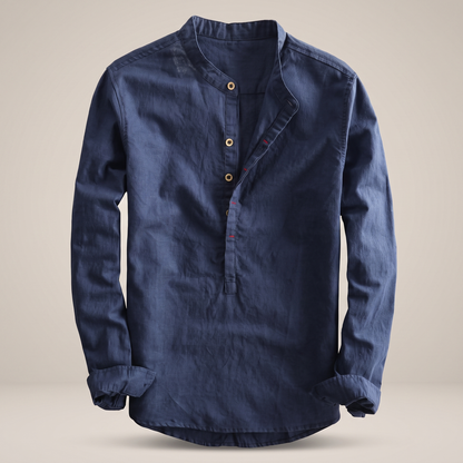 Men's Relaxed Linen Shirt - Timeless Long Sleeve Summer Top