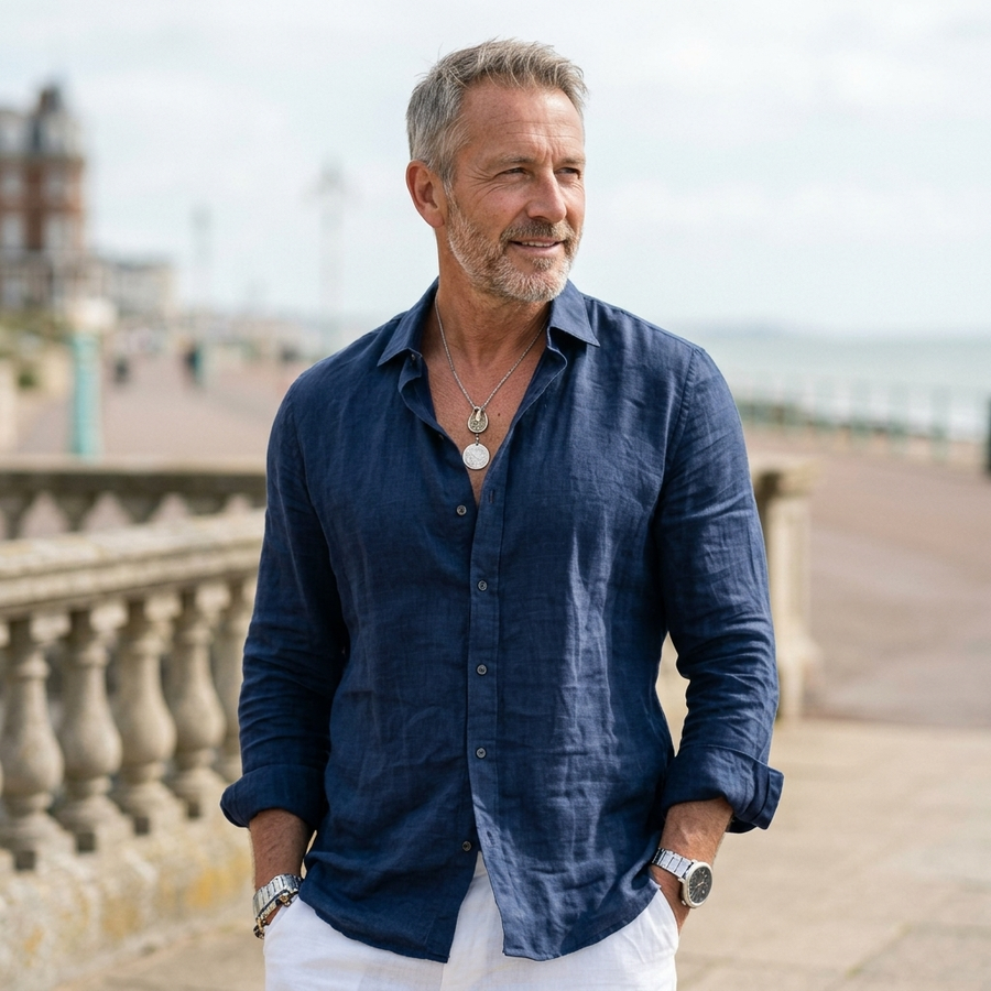 Men's Relaxed Tailored Shirt - Classic Long Sleeve Shirt
