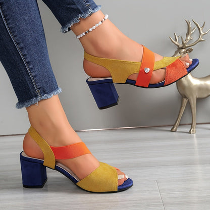 Women's Orthopedic Block Heels - Cushioned Open Toe Sandals
