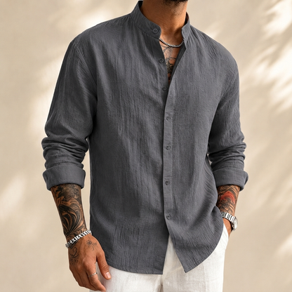 Men's Classic Linen Shirt - Breathable Long Sleeve Shirt