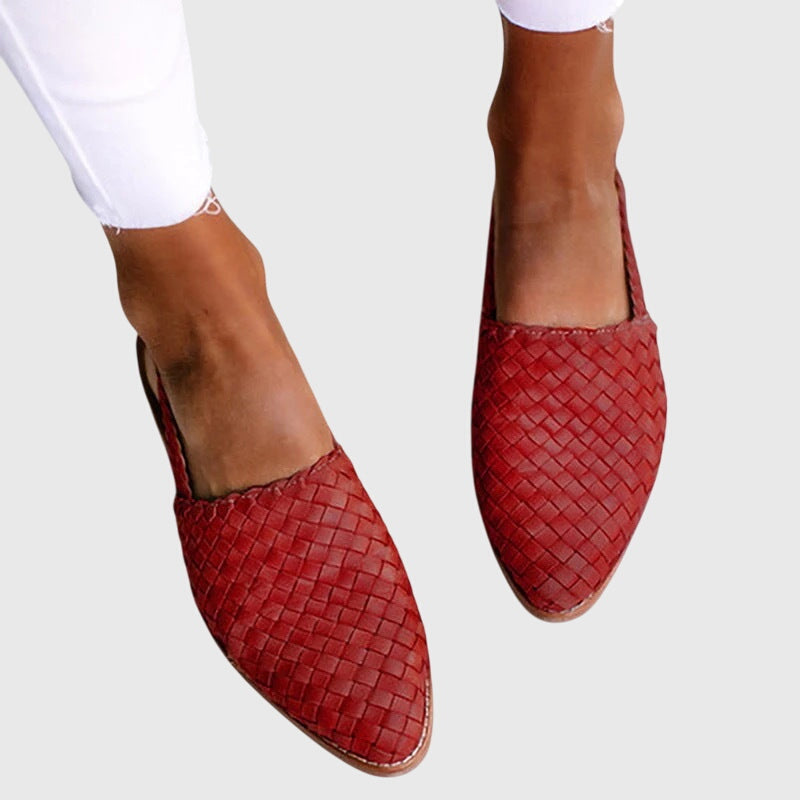 Women's Woven Slingback Flats - Pointed Toe Summer Shoes