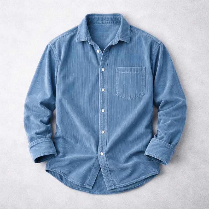 Men's Vintage Corduroy Shirt - Long Sleeve Textured Shirt