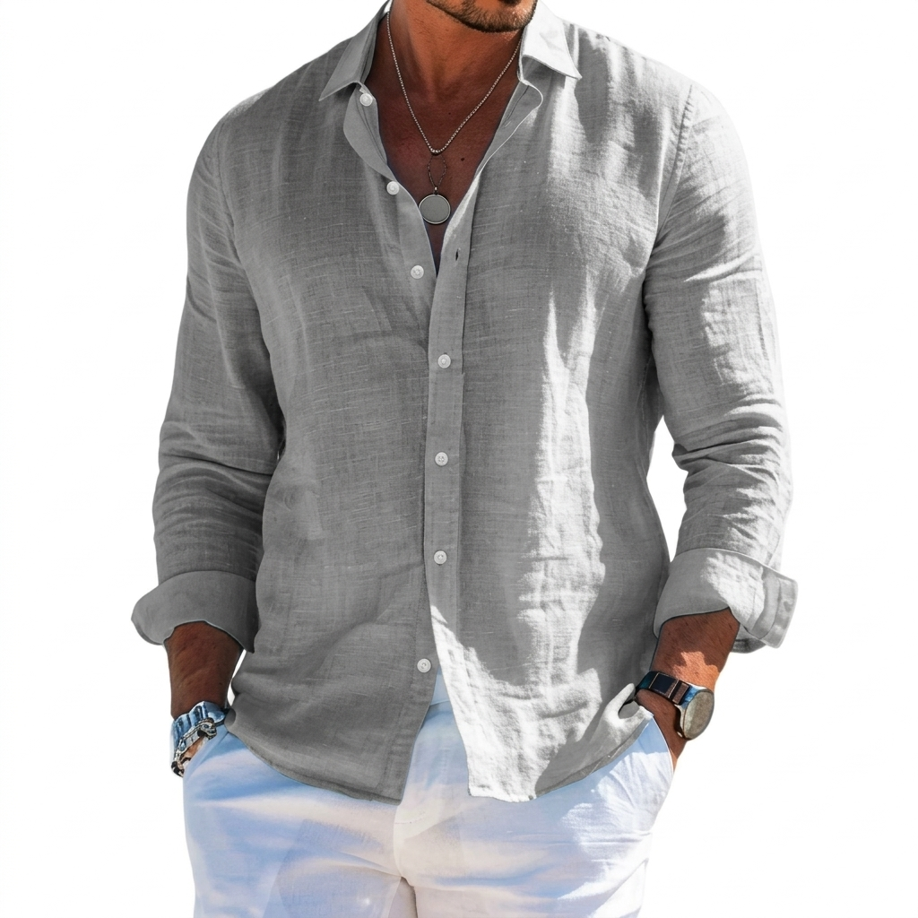 Men's Relaxed Tailored Shirt - Classic Long Sleeve Shirt