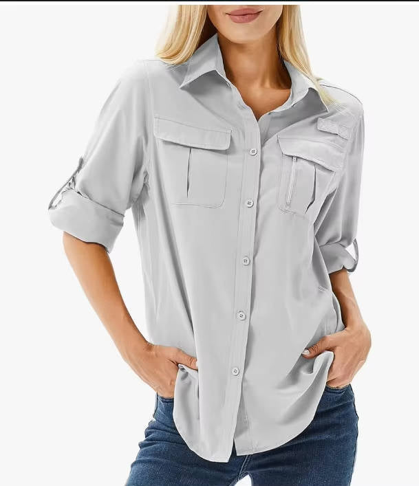Women's UPF 50 Hiking Shirt - Long Sleeve Vented Outdoor Top