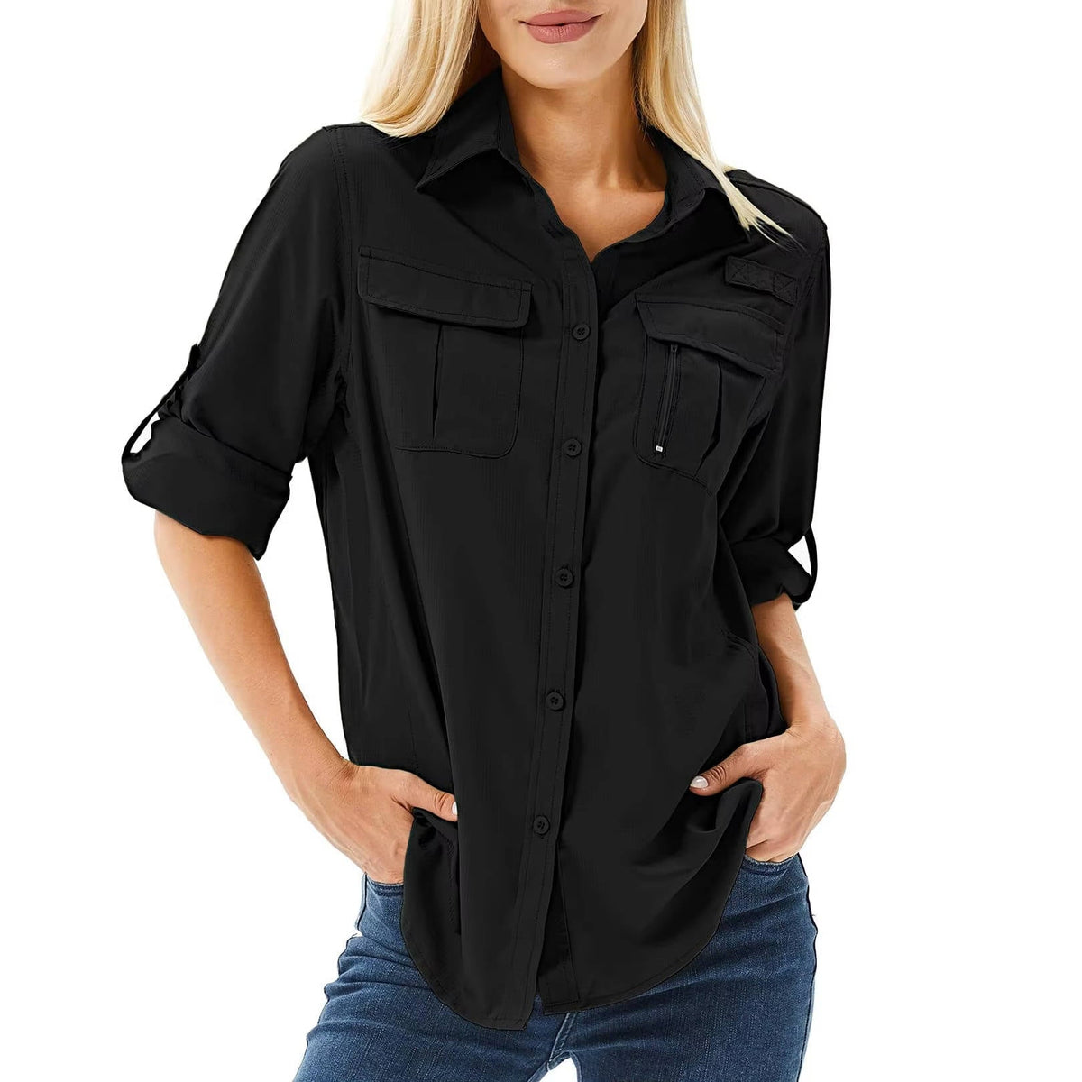 Women's UPF 50 Hiking Shirt - Long Sleeve Vented Outdoor Top