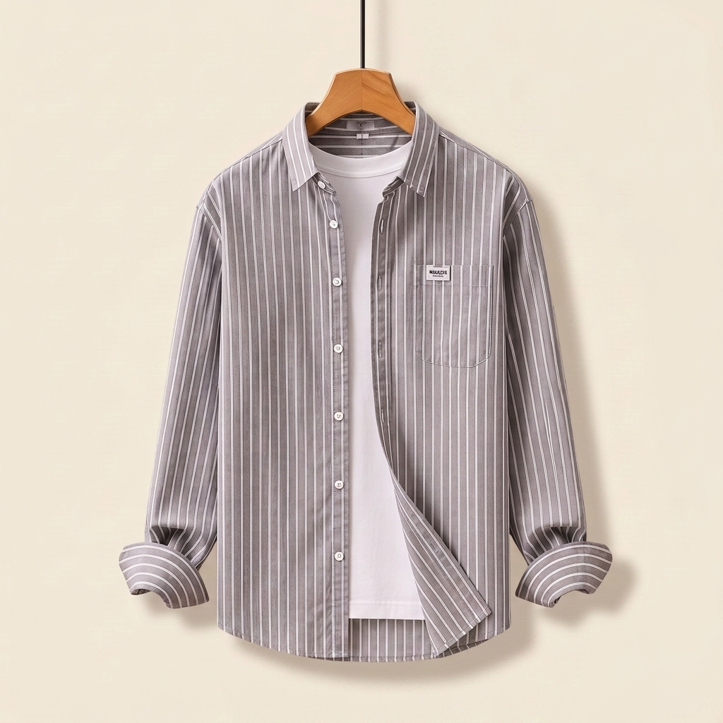 Men's Striped Cotton Shirt - Classic Comfortable Casual Top