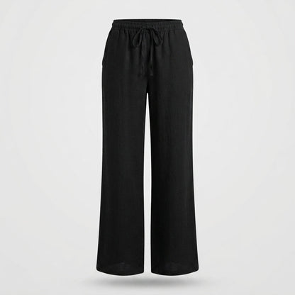 Women's Linen Blend Wide Leg Trousers - Relaxed Casual Pants