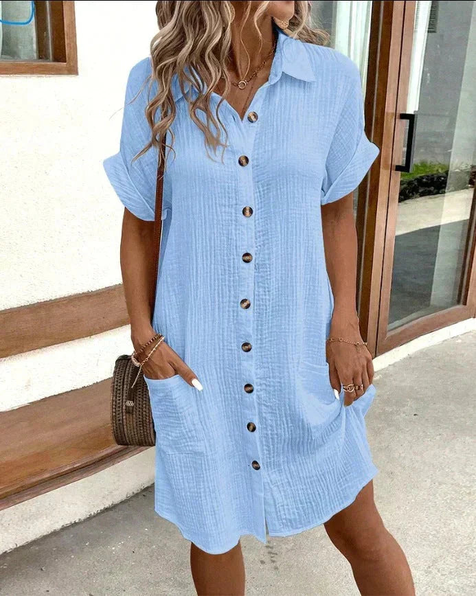 Women's Polo Shirt Dress - Lightweight Casual Summer Dress