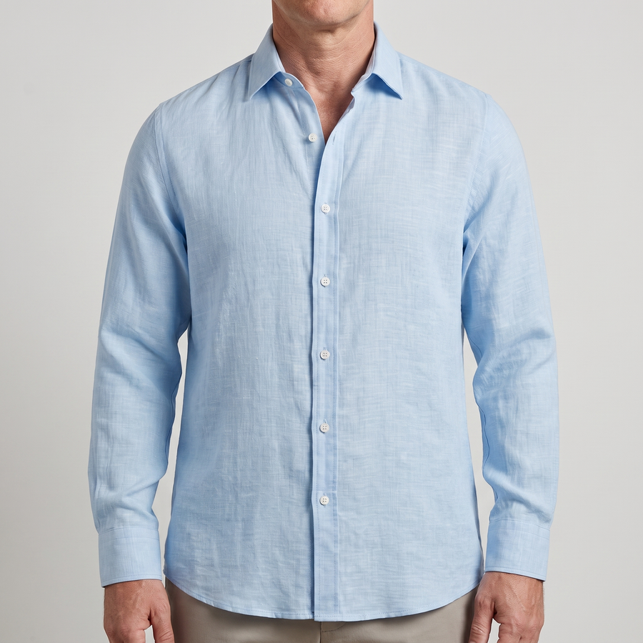 Men's Long Sleeve Linen Shirt - Comfortable Casual Shirt
