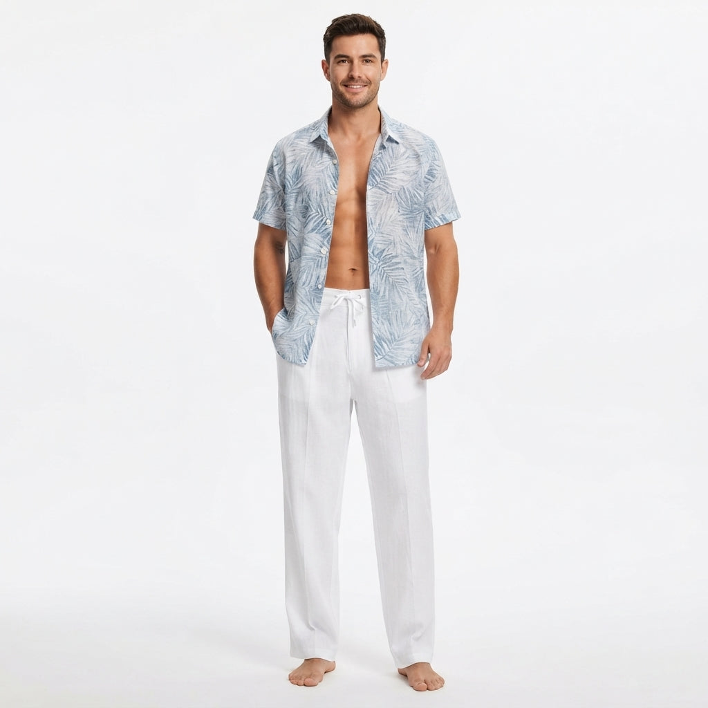 Men's Linen Beach Trousers - Lightweight Summer Pants