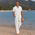 Men's Camp Collar Shirt and Pants Set - Summer Beach Co-Ord