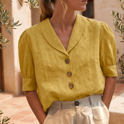 Elegant Shawl V-Neck Top – Effortless Summer Ease