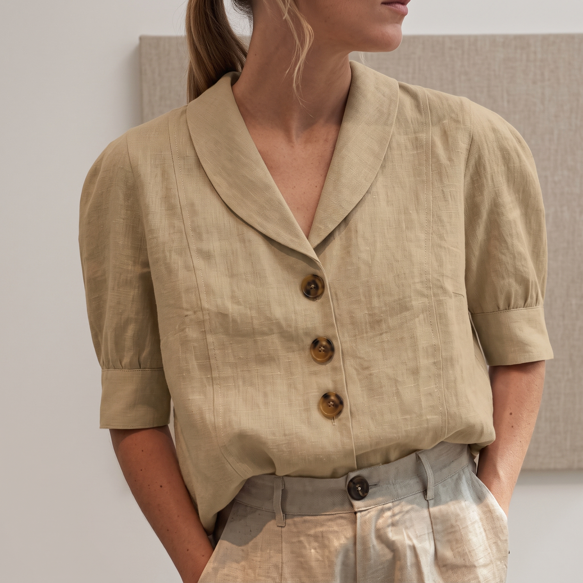 Elegant Shawl V-Neck Top – Effortless Summer Ease