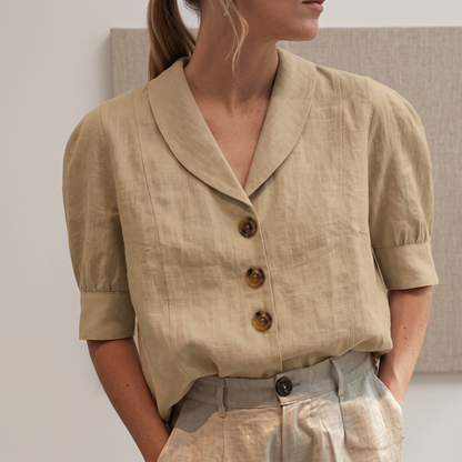 Elegant Shawl V-Neck Top – Effortless Summer Ease