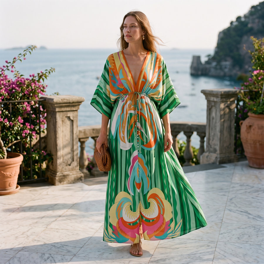 Bohemian Resort Maxi Dress - Women's Flowy Boho Beach Dress