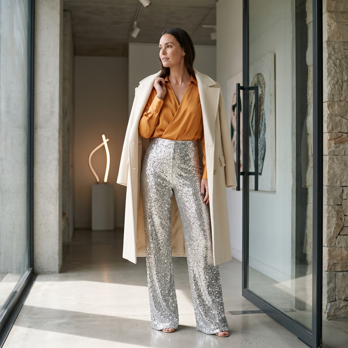 Valentina Rossi | Sequin Straight-Leg Party Pants For Women