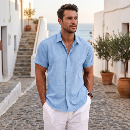OLIVER | Short-sleeved shirt made of cotton and linen
