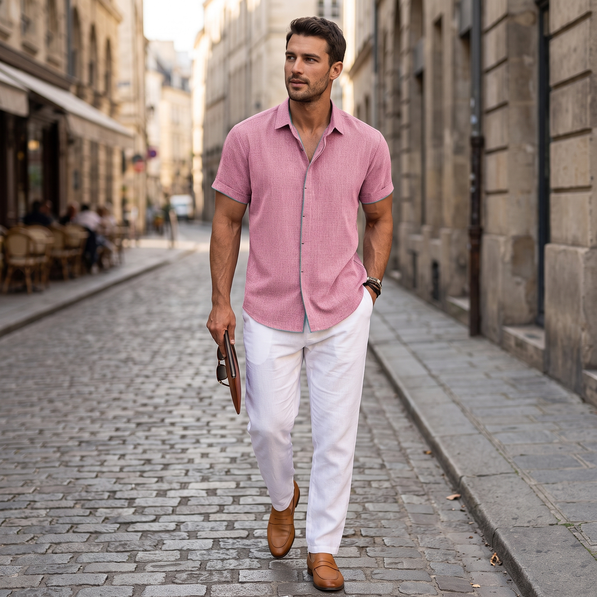 OLIVER | Short-sleeved shirt made of cotton and linen
